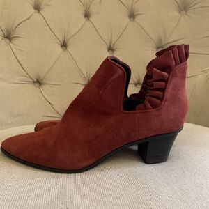 Lori Goldstein Collection Ankle Bootie with Ruffle Detail Redwood Suede